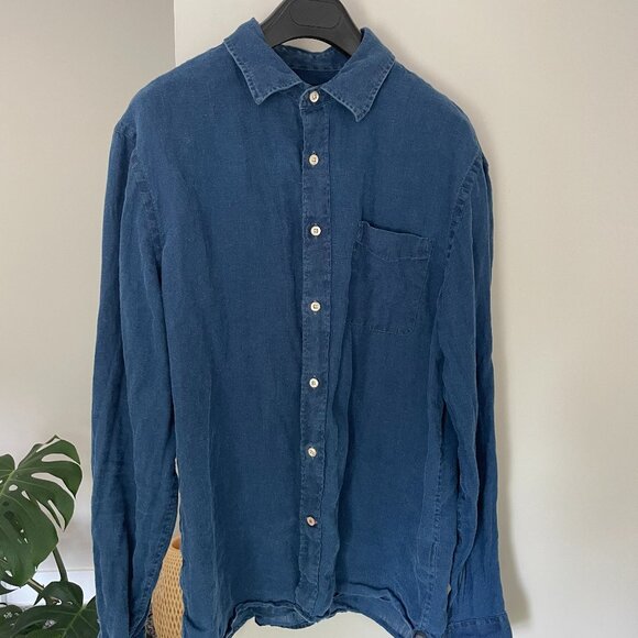 Faherty - Laguna Linen Shirt (Large) Blue - Picture 1 of 5